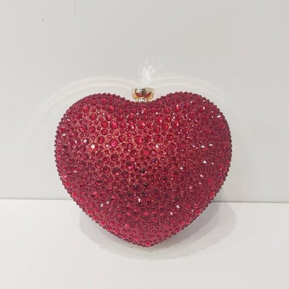 Compact Heart-Shaped Acrylic Clutch Bag with Rhinestones - Perfect Gift for Her - Picture 2 of 5